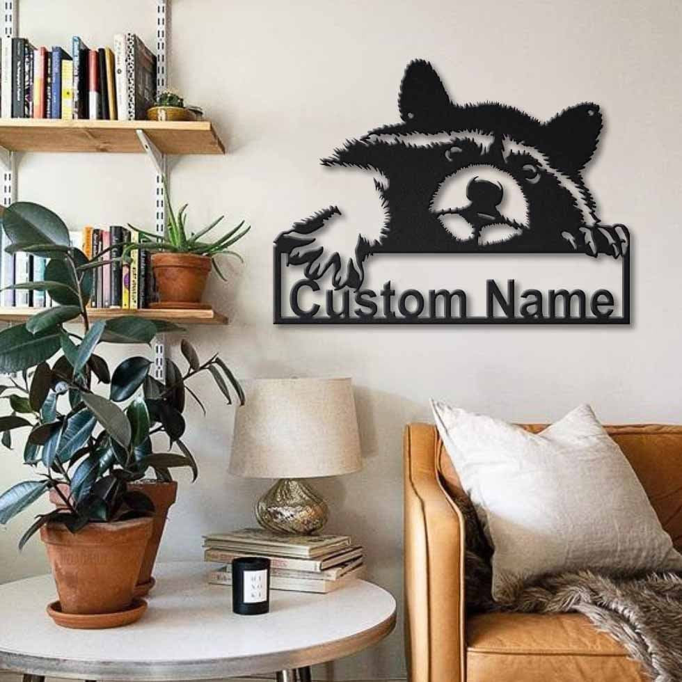 Personalized Raccoon Metal Sign Art, Custom Raccoon Metal Sign, Animal Funny, Father's Day Gift, Pets Gift Laser Cut Metal Signs Custom Gift Ideas