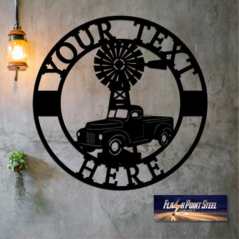 Personalized Farm Truck Windmill Sign, Ranch Sign, Farm Sign, Steel Art, Farmhouse Decor,welcome Sign, Housewarming Gift, Family Sign Laser Cut Metal Signs Custom Gift Ideas