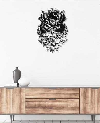 Sun and Moon Owl Metal House Sign