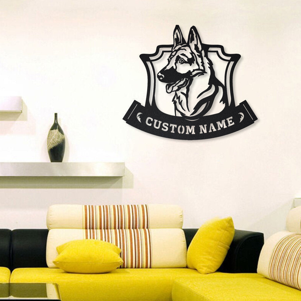 Personalized German Shepherd Monogram Metal Sign Art, Custom German Shepherd Metal Sign, German Shepherd Gifts For Men, Dog Gift, Laser Cut Metal Signs Custom Gift Ideas