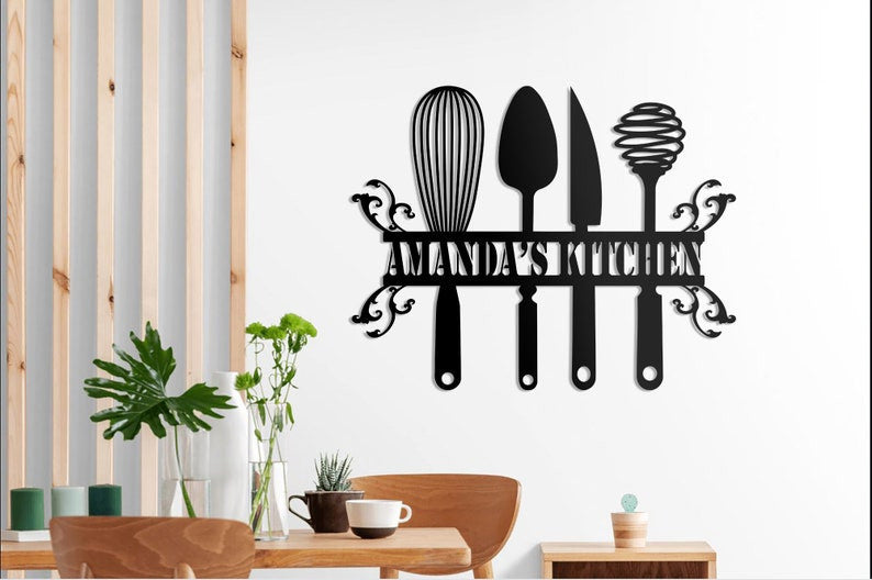 Kitchen personalized name baking lover Metal House Sign Laser Cut Metal Signs Custom Gift Ideas