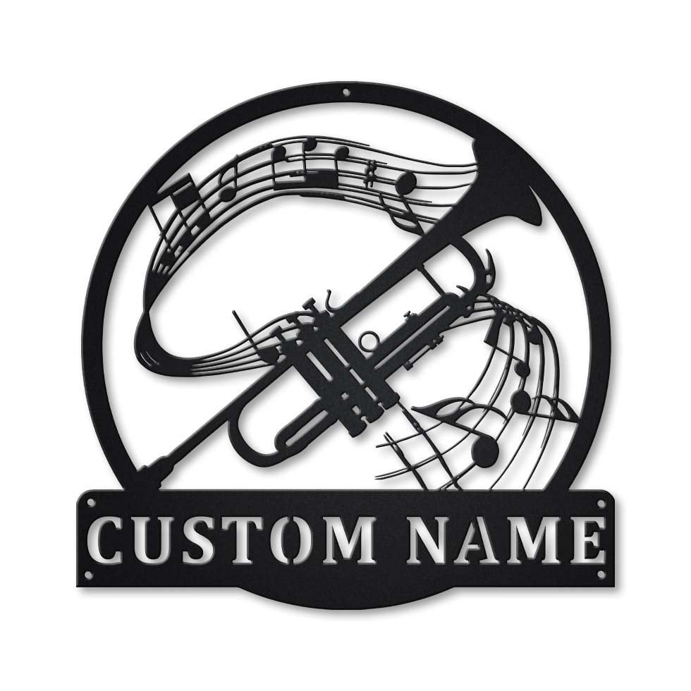 Personalized Trumpet Monogram Metal Sign Art, Custom Trumpet Monogram Metal Sign, Trumpet Gifts For Men, Trumpet Male Gift, Music Gift Laser Cut Metal Signs Custom Gift Ideas