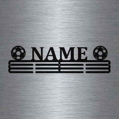 Soccer Custom Name Medal Hanger Holder Display Rack 3 Rung, Cut Metal Sign, Metal Wall Art, Laser Cut Metal Signs Custom Gift Ideas