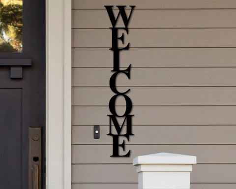 Welcome Metal Sign, Vertical Welcome Sign, Welcome Porch Sign, Outdoor Welcome Sign, Front Porch Decor, Housewarming Gift, Front Door Decor Laser Cut Metal Signs Custom Gift Ideas