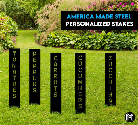 Personalized Metal Garden Stakes 2.5' X 20', Garden Markers, Plant Markers, Custom Yard Stakes Laser Cut Metal Signs Custom Gift Ideas