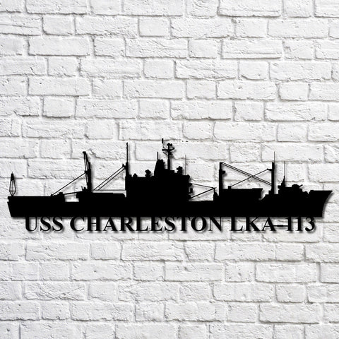 Uss Charleston Lka113 Navy Ship Metal Art, Custom Us Navy Ship Cut Metal Sign, Gift For Navy Veteran, Navy Ships Silhouette Metal Art, Navy Home Decor Laser Cut Metal Signs Custom Gift Ideas