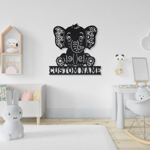 Elephant Personalized Metal Wall Decor, Cut Metal Sign, Metal Wall Art, Metal House Sign, Metal Laser Cut Metal Signs Custom Gift Ideas