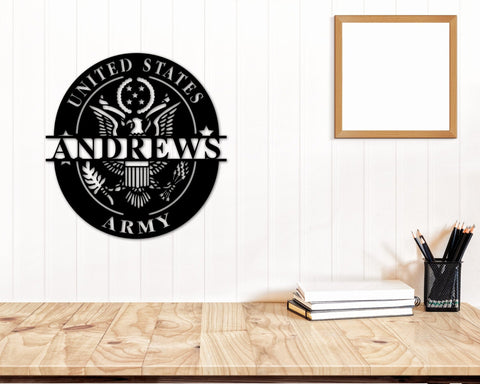Personalized Army Gifts, Custom Army Emblem, Personalized Metal Name Sign, Custom Army Name Sign, Military Retirement Gift Ideas, Officer, Laser Cut Metal Signs Custom Gift Ideas