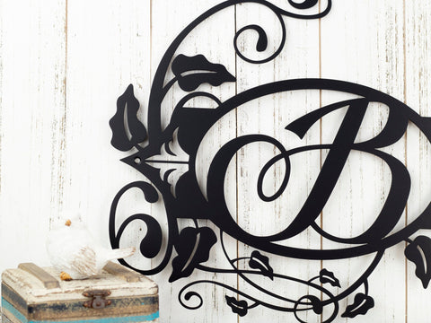 Monogram Sign, Metal Sign, Personalized Sign, Outdoor Sign, Metal Wall Art, Wedding Sign, Matte Black Is Shown, Laser Cut Metal Signs Custom Gift Ideas