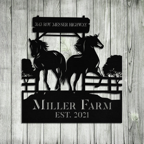 Metal Horse Sign Monogram, Custom Outdoor Ranch, Stable, Acres, Wall Decor Gift, Metal Laser Cut Metal Signs Custom Gift Ideas