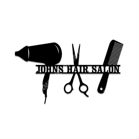 Custom Hair Dryer Scissor Comb Barber Metal Sign, Hairdresser Gift, Metal Laser Cut Metal Signs Custom Gift Ideas