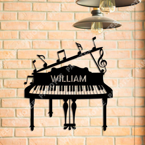 Custom Name On Piano Metal Art, Home Decor Wedding Gift, Metal Laser Cut Metal Signs Custom Gift Ideas