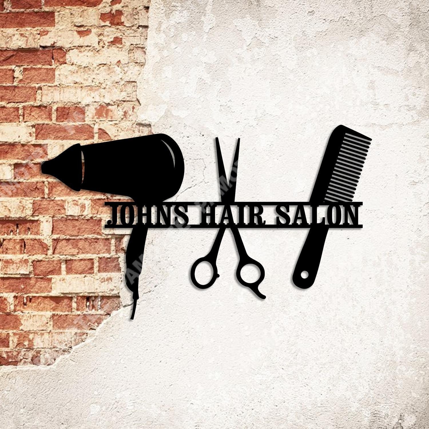 Custom Hair Dryer Scissor Comb Barber Metal Sign, Hairdresser Gift, Metal Laser Cut Metal Signs Custom Gift Ideas