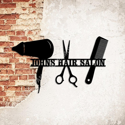 Custom Hair Dryer Scissor Comb Barber Metal Sign, Hairdresser Gift, Metal Laser Cut Metal Signs Custom Gift Ideas