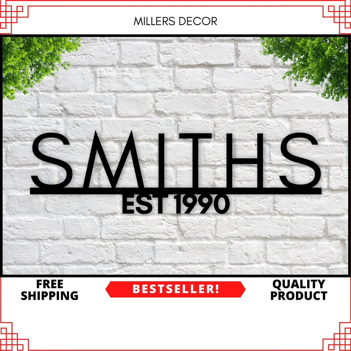 Personalized Family Name Sign, Last Name Sign, Family Name Sign, Metal Wall Art, Metal Name Sign, Metal Signs, Family Name Plaque, Decor, Laser Cut Metal Signs Custom Gift Ideas