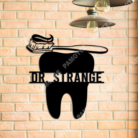 Customized Name Tooth And Toothbrush Metal Art, Dentist Clinic Wall Hanging, Metal Laser Cut Metal Signs Custom Gift Ideas
