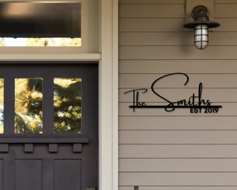 Christmas Gift, Family Name Sign Metal, Personalized Metal Sign, Housewarming Gift, Door Hanger, Metal Established Sign, Metal Wall Art,, Laser Cut Metal Signs Custom Gift Ideas