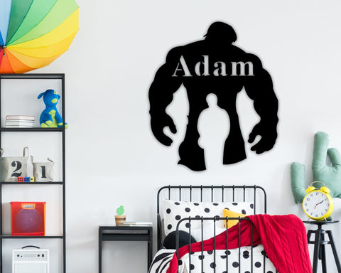Custom Name Sign, Personalized Hulk Name Sign, Custom Metal Superhero, Metal Nursery Wall Hanger, Hulk Home Decor, Hulk Hero Gift Ideas, Metal Laser Cut Metal Signs Custom Gift Ideas