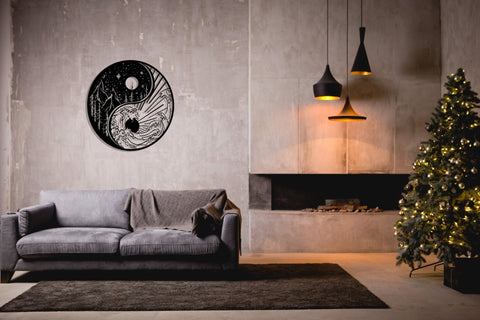 Yin Yang, Waves & Mountains, Metal Wall Art, Large Metal Wall Decor, Wall Hangings, Metal Wall Signs, Housewarming Gift, Metal Laser Cut Metal Signs Custom Gift Ideas