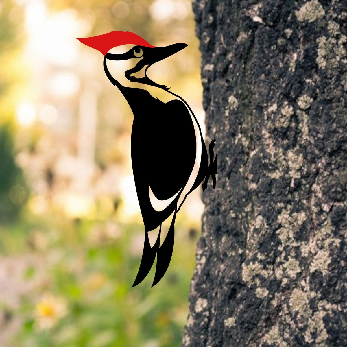 Woodpecker Cut Metal Tree Stake, Weatherproof Steel Art, Metal Laser Cut Metal Signs Custom Gift Ideas