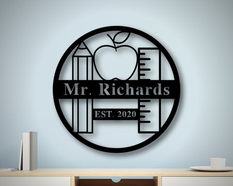 Teacher Name Sign, Custom Name Sign, Teacher Gift, Last Name Sign, Personalized Metal Sign,classroom Sign,classroom Decor,metal Teacher Sign, Laser Cut Metal Signs Custom Gift Ideas