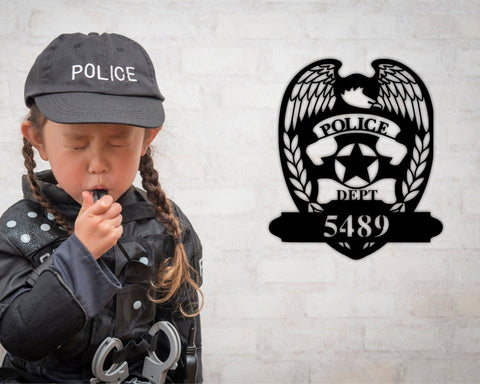 Personalized Police Officer Metal Sign, Sign For Cop, Sheriff Deputy Sign, Custom Gift For Cop, Personalized Family Name Sign, Gift For Cops, Metal Laser Cut Metal Signs Custom Gift Ideas