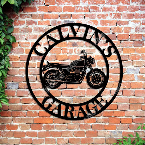 Personalized Motorcycle Garage Metal Sign, Gift For Biker, Metal Laser Cut Metal Signs Custom Gift Ideas