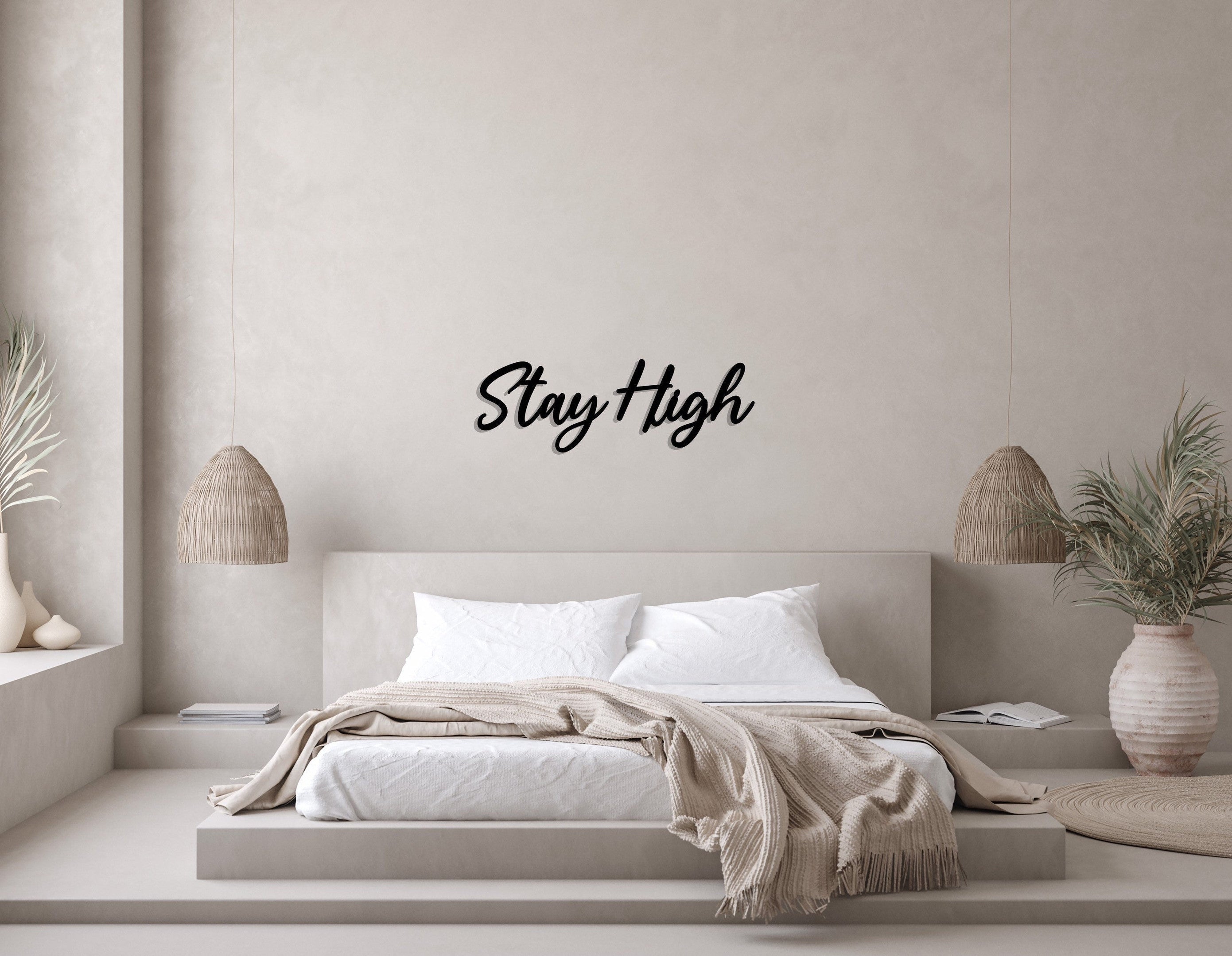 Stay High Metal Wall Letters, Metal Wall Art, Living Room Decor, Metal Wall Decor, Housewarming Gift, Quote Wall Art, Home Decor,, Metal Laser Cut Metal Signs Custom Gift Ideas
