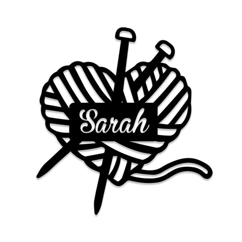 Personalized Crochet Knitting Metal Sign, Custom Yarn Wall Decor, Metal Laser Cut Metal Signs Custom Gift Ideas