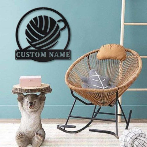 Personalized Crochet Monogram Metal Wall Decor Ii, Cut Metal Sign, Metal Wall Art, Metal House Sign, Metal Laser Cut Metal Signs Custom Gift Ideas