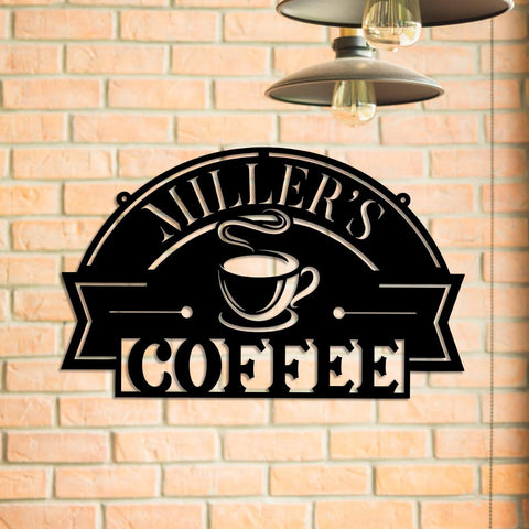 Personalized Coffee Metal Bar Sign, Custom Kitchen Housewarming Wall Decor, Wedding, Anniversary Art Gift, Metal Laser Cut Metal Signs Custom Gift Ideas