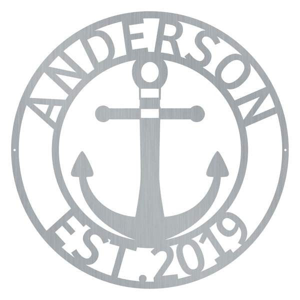 Anchor Est Monogram Customized Metal Signs, Custom Metal Sign, Custom Signs, Metal Sign, Metal Laser Cut Metal Signs Custom Gift Ideas