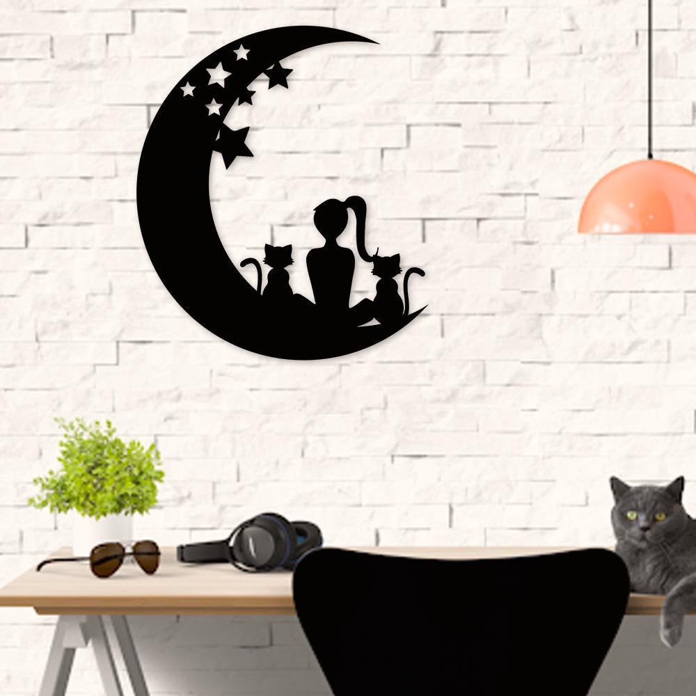 Girl And Cat Metal Wall, Personalized Metal Sign, Cat Deoor, Love Cat, Sign For House, Wall Decor, Best Gift For Cat Lady, Laser Cut Metal Signs Custom Gift Ideas