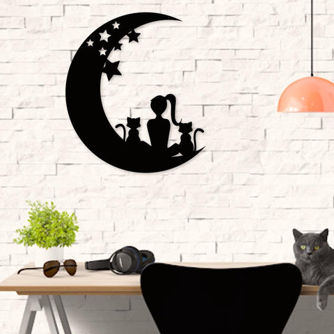 Girl And Cat Metal Wall, Personalized Metal Sign, Cat Deoor, Love Cat, Sign For House, Wall Decor, Best Gift For Cat Lady, Laser Cut Metal Signs Custom Gift Ideas