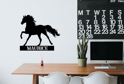 Horse Metal Sign Personalized Horse Metal Wall Art Custom Name Sign Wall Hangings Housewarming Gift Farmhouse Decor Ranch Sign, Laser Cut Metal Signs Custom Gift Ideas