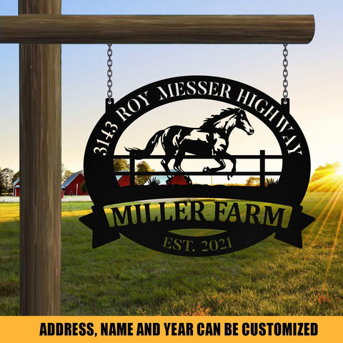 Personalized Metal Horse Sign Monogram, Custom Farm, Farmhouse, Metal Laser Cut Metal Signs Custom Gift Ideas