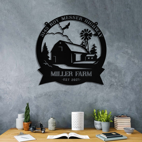 Personalized Metal Farm Sign Barn Windmill, Custom Outdoor, Entry Road, Front Gate, Metal Laser Cut Metal Signs Custom Gift Ideas