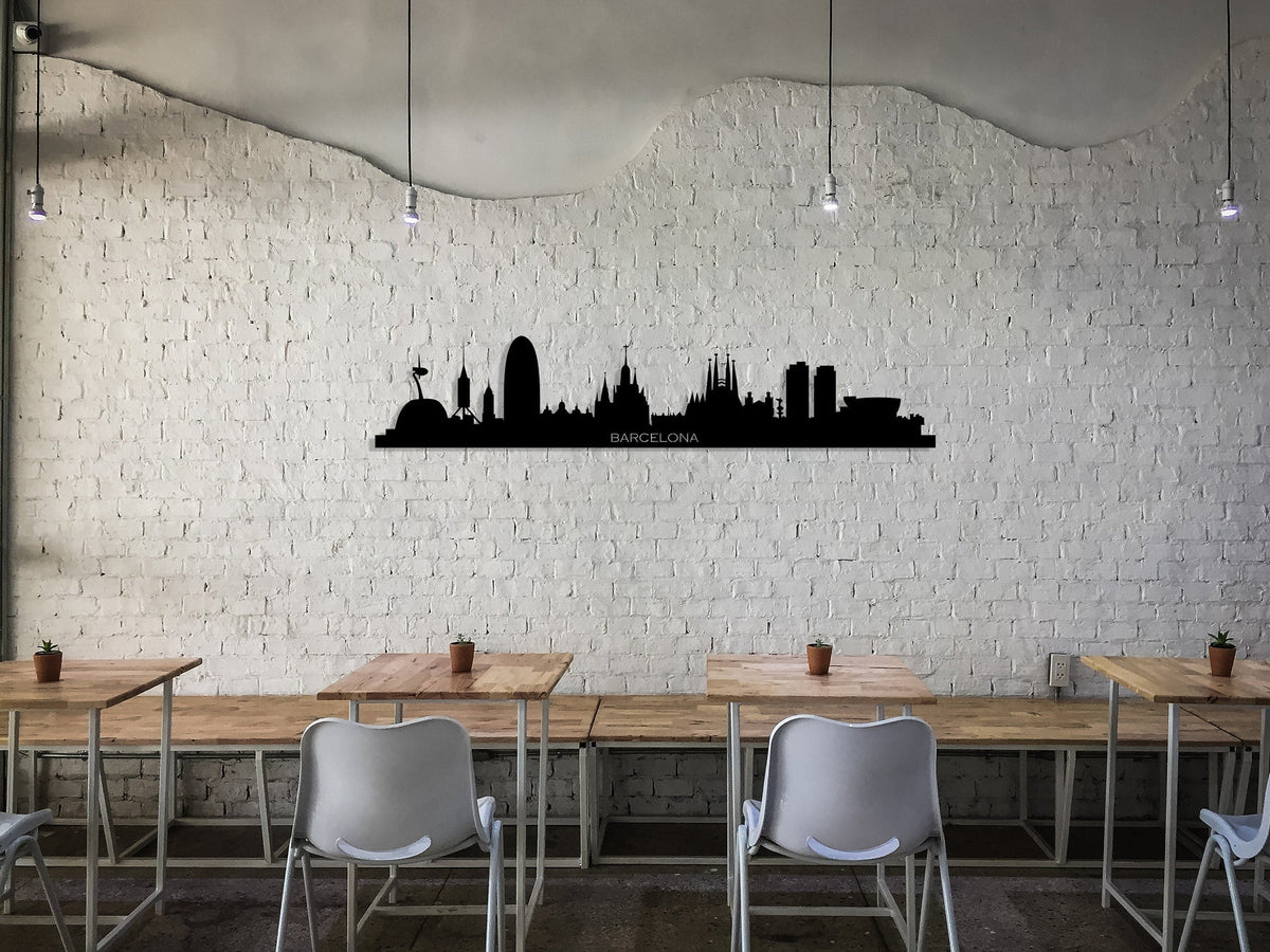 Barcelona City Silhouette Metal Wall Art, Barcelona Skyline Metal Wall Decor, Housewarming Gift, Living Room Decoration, Wall Hangings,, Metal Laser Cut Metal Signs Custom Gift Ideas