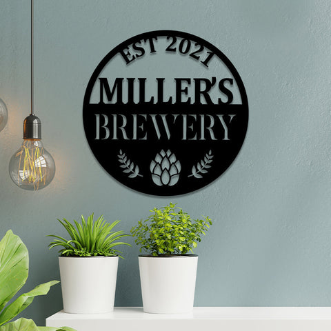 Personalized Beer Hops Brewery Metal Bar Sign, Metal Laser Cut Metal Signs Custom Gift Ideas