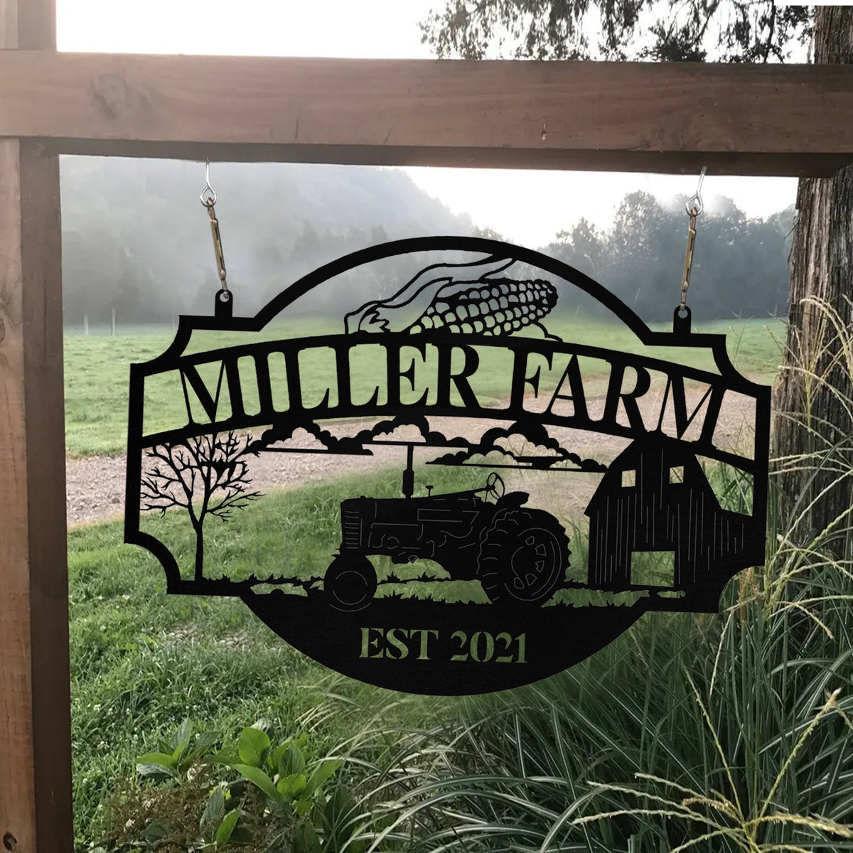 Metal Farm Sign Barn Corn Tractor Monogram, Custom Farmhouse, Wall Decor Art Gift, Metal Laser Cut Metal Signs Custom Gift Ideas