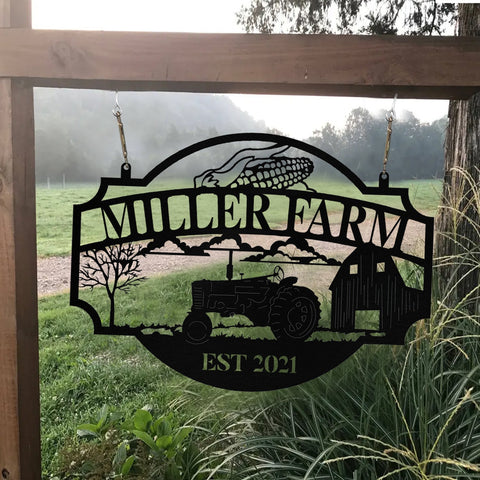Metal Farm Sign Barn Corn Tractor Monogram, Custom Farmhouse, Wall Decor Art Gift, Metal Laser Cut Metal Signs Custom Gift Ideas