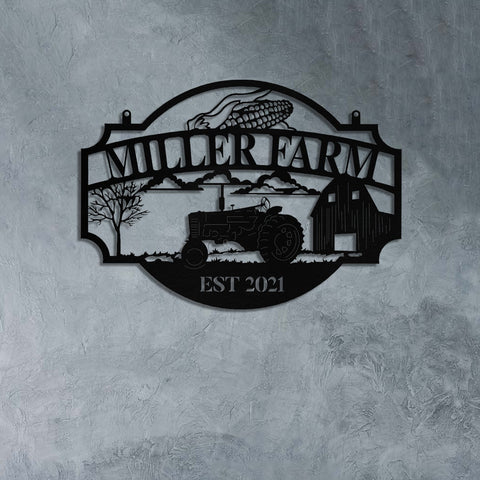 Metal Farm Sign Barn Corn Tractor Monogram, Custom Farmhouse, Wall Decor Art Gift, Metal Laser Cut Metal Signs Custom Gift Ideas