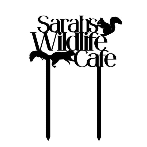 Personalized Squirrel Cafe Metal Garden Sign, Custom Garden Stake, Metal Laser Cut Metal Signs Custom Gift Ideas