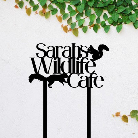 Personalized Squirrel Cafe Metal Garden Sign, Custom Garden Stake, Metal Laser Cut Metal Signs Custom Gift Ideas