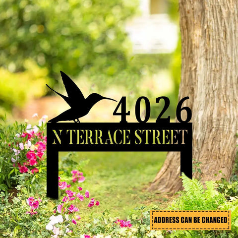 Customized Address Hummingbird Metal Sign, Garden Art, Metal Laser Cut Metal Signs Custom Gift Ideas