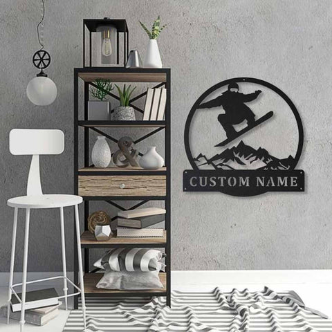 Personalized Snowboarding Metal Sign Art , Custom Snowboarding Metal Sign, Snowboarding Lover Sign Decoration For Living Room, Laser Cut Metal Signs Custom Gift Ideas