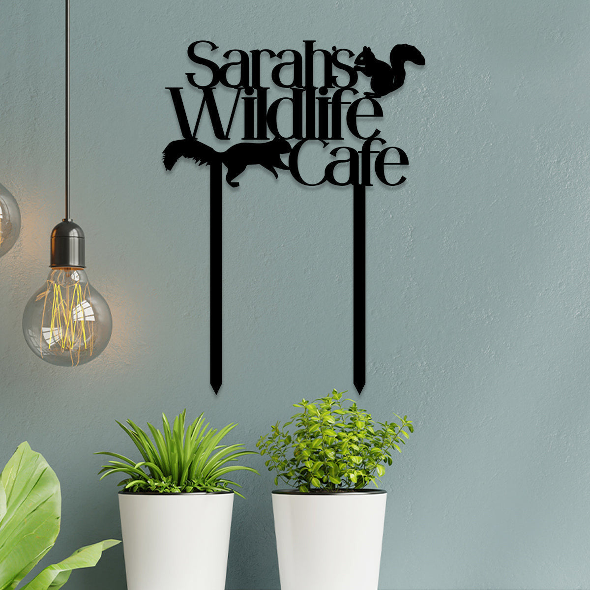 Personalized Squirrel Cafe Metal Garden Sign, Custom Garden Stake, Metal Laser Cut Metal Signs Custom Gift Ideas