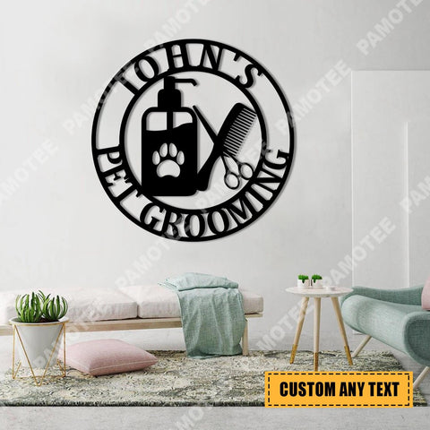 Customized Pet Grooming Metal Sign, Steel Wall Hanging Art, Metal Laser Cut Metal Signs Custom Gift Ideas