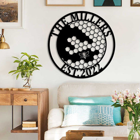 Customized Honey Bee Metal Sign, Beekeeper Door Hanger, Metal Laser Cut Metal Signs Custom Gift Ideas