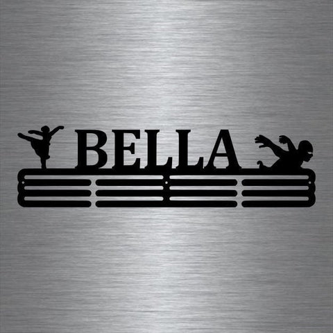 Swimming And Dance Custom Name Medal Hanger Holder Display Rack 3 Rung, Cut Metal Sign, Metal Wall Art, Laser Cut Metal Signs Custom Gift Ideas